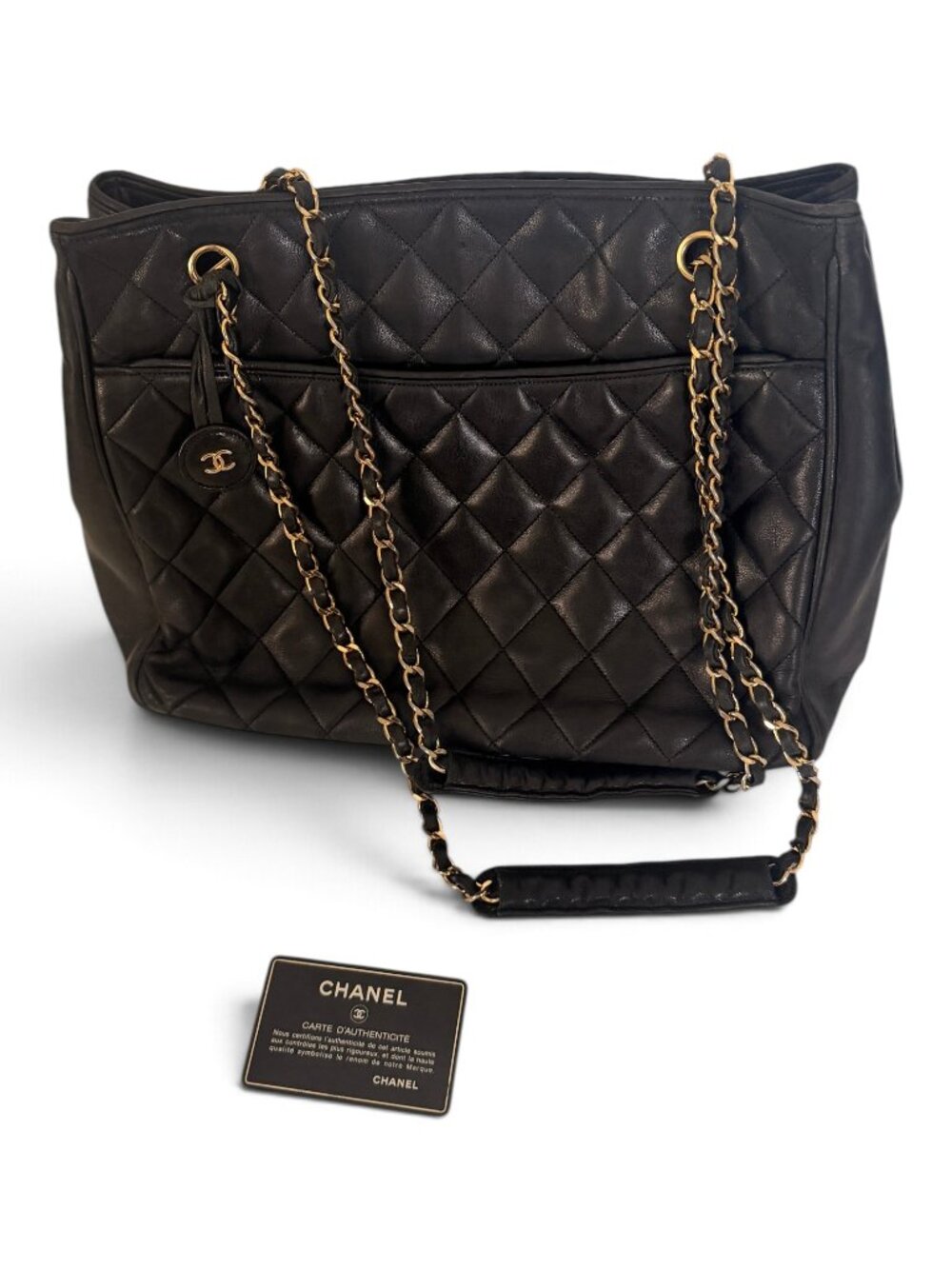 CHANEL LAMBSKIN SHOULDER BAG, LAGERFIELD CLASSIC TOTE
